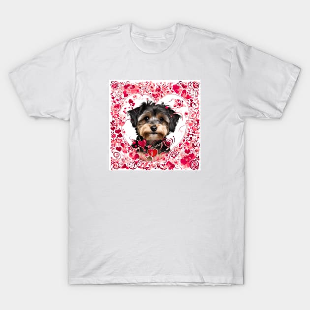 Yorkipoo Be Mine Valentine T-Shirt by Doodle and Things